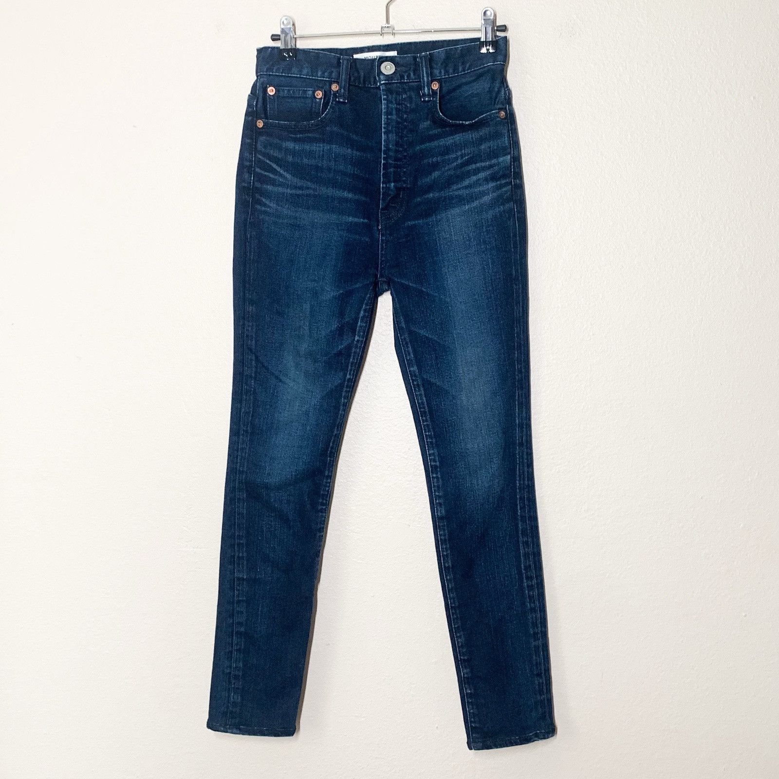 Moussy Vintage Rebirth Crawford Jeans 25 X 25 Skinny High Waist Dark Blue Short